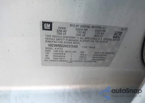 2017 Chevrolet Silverado 1500 1Lt z USA, uszkodzony, nr VIN 1GCVKREC2HZ375466